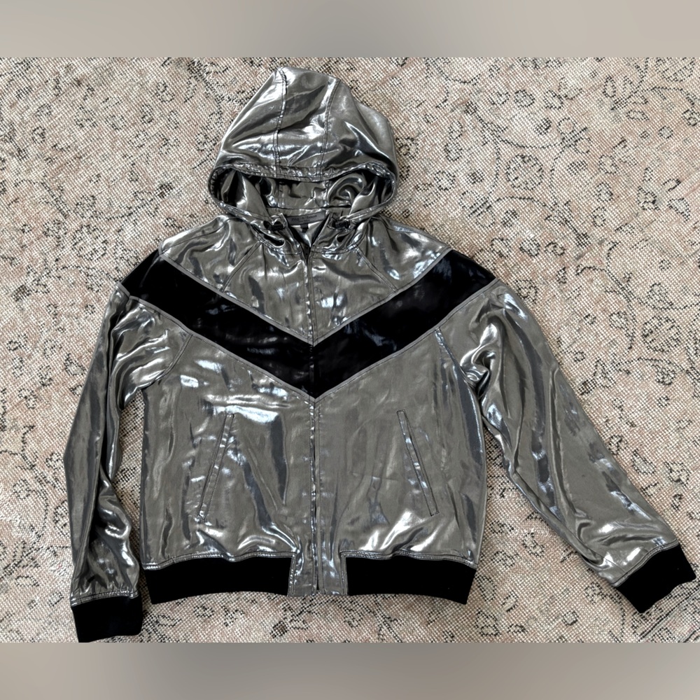 Rag & Bone SLOANE jacket silver metallic grey black sporty M - Picture 2 of 8